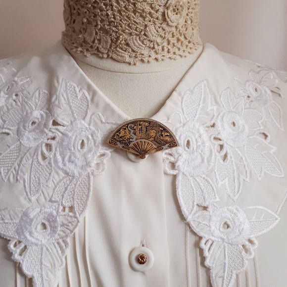 Vintage handmade Spanish damascene pin brooch - Picture 9 of 10